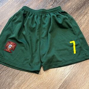 Green Shorts with Embroidered Patch